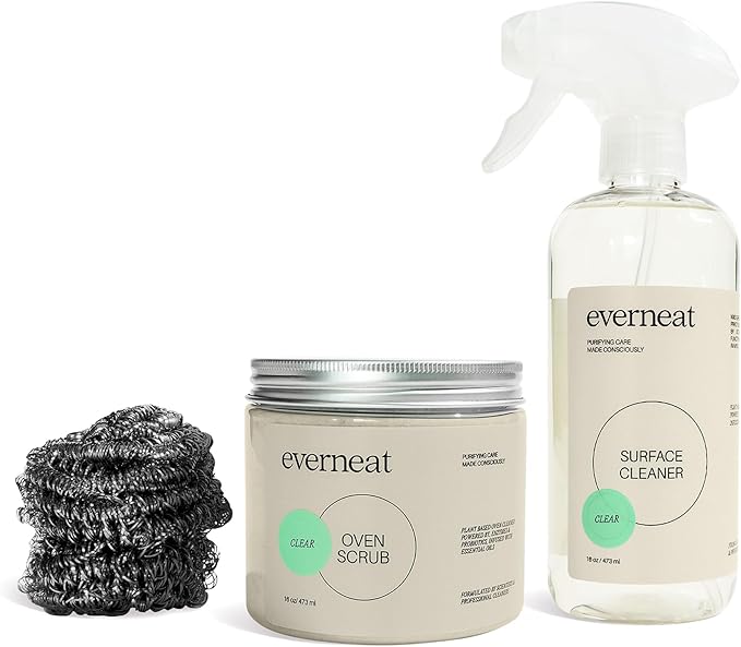 Oven Cleaning Kit: Natural Oven Cleaner and Kitchen Cleaner | Heavy Duty Oven Cleaner & Oven Rack Cleaner Kit | Fume-free & Safe to Clean All Ovens (Unscented) | Refillable Plastic Jar & Bottle