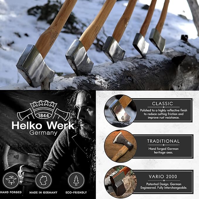 1844 Helko Werk Germany Classic Pathfinder Hatchet - Made in Germany Camping, Bushcraft, Survival, Backpacking, Small Lightweight Hatchet - Head 1.25 lbs, Handle 15 in. (Pathfinder) #11438