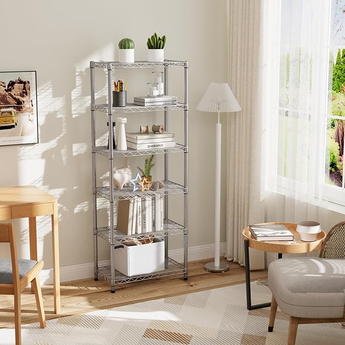 Golpart 5 tire Shelves Storage Wire Shelving Unit Metal Shelf Adjustable Organizers Storage Shelving with Wheels for Bathroom Laundry Room Kitchen Pantry12”D x 22”W x 69”H Silver