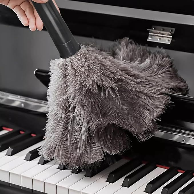 Retractable Feather Duster-Genuine Ostrich Feathers,Anti-Static,Reusable Eco-Friendly Handheld Cleaning for Keyboard,Home,Car,Office(10 to 15 Inches) 6 Pack