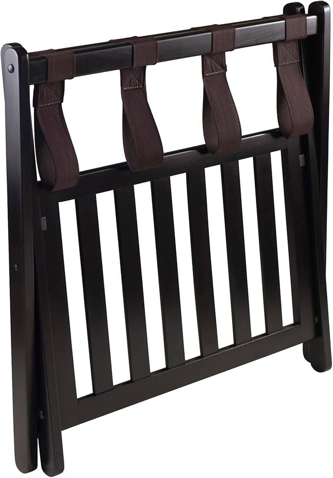 Winsome Reese Luggage Rack with Storage Shelf, for Guest Room, Bedroom, Foldable, No Assembly, Espresso