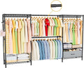 Golpart Coat Rack Clothes Wardrobe：Closet Organizer and Storage Clothing Garment Rack with Shelves Heavy Duty for Hanging Clothes Portable Adjustable Black 15.8" DX69 WX76.5 H
