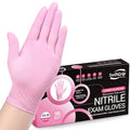 Nitrile Disposable Gloves - Medical Exam Gloves, Latex-Free, Pink, Powder-Free, 50-ct Box (Large)
