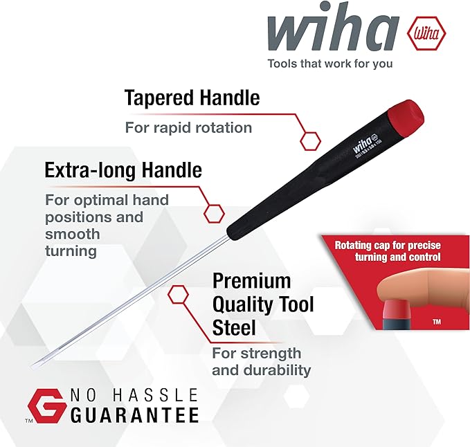 Wiha 26197 Precision Screwdriver Set, 7-Piece Mini Slotted & Phillips, PicoFinish Handles with Rotating Caps, Small Screwdrivers for Electronics & Fine Work
