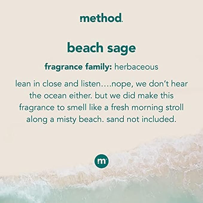 Method Fabric Softener; Beach Sage; 53.5 Ounces; 45 Loads; 4 pack; Packaging May Vary