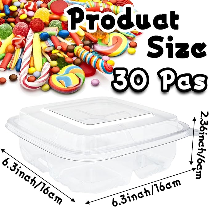 Haawooky 30 Pcs Bento Snack Containers,4 Compartment Meal Prep Lunch Containers with Lids,Food Storage Containers for School Work Travel