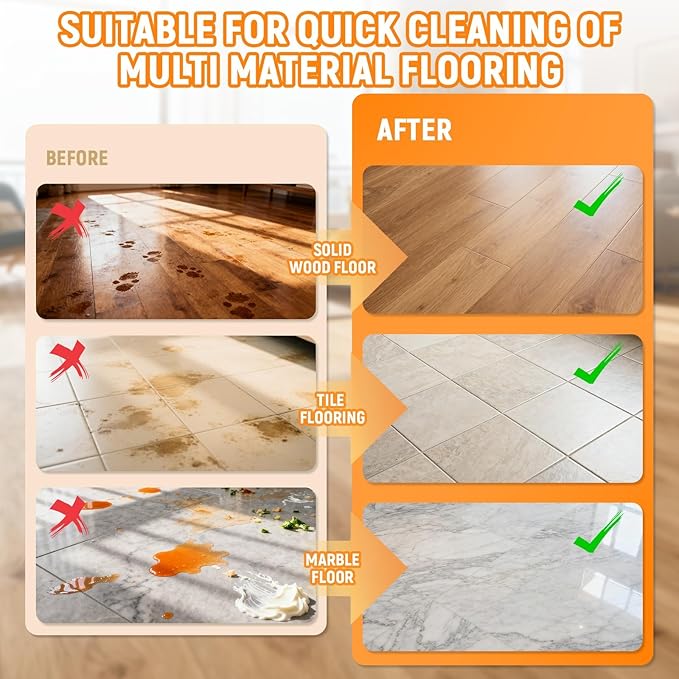 Floor Cleaning Solution Compatible With Roborock Robot Vacuum (Q5/Q7/Q8/Q10/S7/S8/Saros 10R/F25/Qrevo), Floor Cleaner for All Robot Vacuums & Cordless Wet Dry Vacuum with Mopping (Orange 2 Bottle)