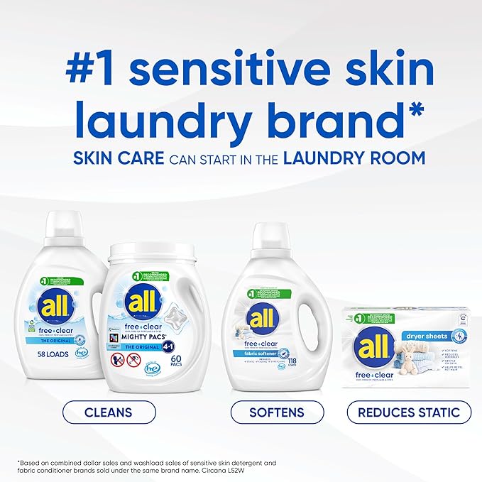 all Liquid Laundry Detergent Free Clear, 118 Ounce, 94 Loads