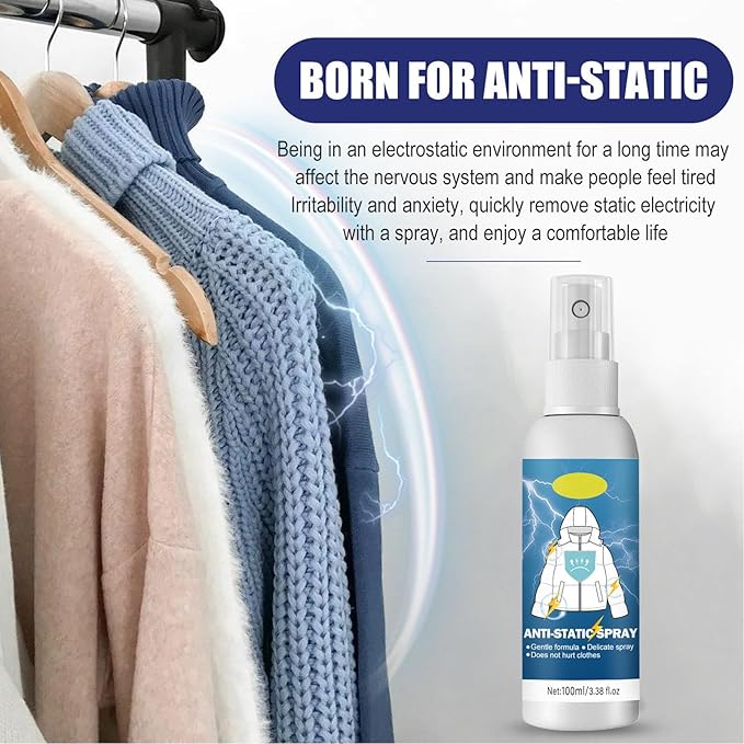 Anti Static Fabric 3 Pcs Anti Static Spray for Hair Clothes Instantly Eliminates Static Cling Static Remover for Clothes 100ml