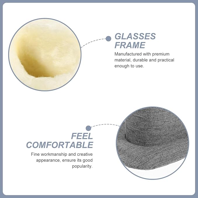 2pcs Linen Fabric Eyeglasses Holder Stand Plush Eyeglass Organizer Rack for Desktop Storage Eyewear Display in Linen Gray, Compact Set for Home and Office Use
