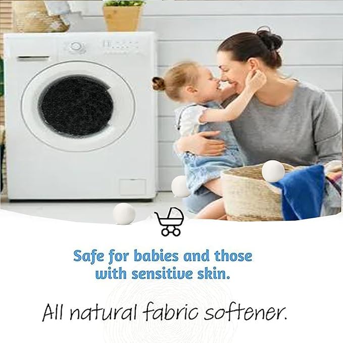 Wool Dryer Balls Laundry Reusable Wool Balls for Dryer Organic Premium New Zealand Wool Natural Fabric Softener Reduce Clothing Wrinkles Drying Clothes Faster Eco-Friendly 3 Pack XL
