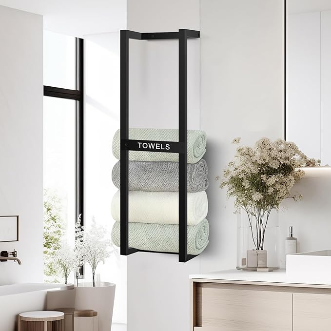 Towel Rack for Rolled Towels, Wall Mounted Bathroom Towel Rack, Wall Mounted 31 inch, Towel Rack for Rolled Towels for Modern Storage