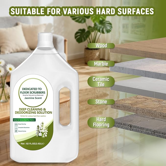 Floor Cleaning Solution Compatible with Tineco – 82 FL OZ Jasmine Floor Cleaner – Soft, Long-lasting Fragrance, – For All Cordless Wet/Dry Vacuum Mop Cleaner & Robot Vacuums with Mopping