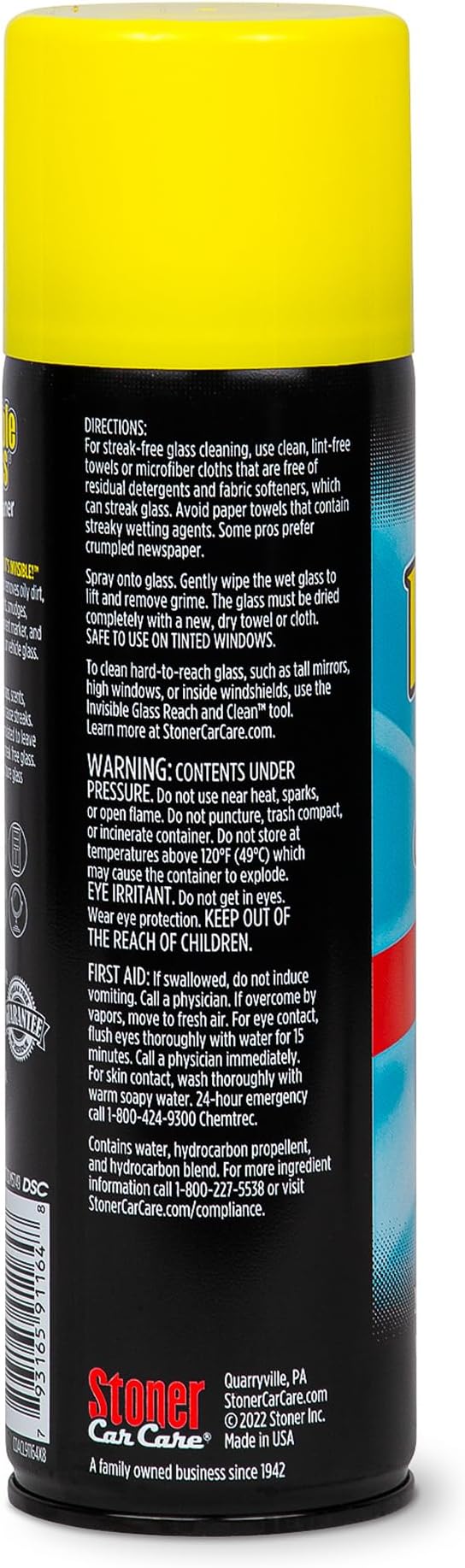 Invisible Glass 91164-4PK Premium Aerosol Glass Cleaner Spray for Car Windshields and Windows, Automotive and Home Window Cleaner, Streak-Free, Ammonia-Free, Tint-Safe – 19 oz (Pack of 4)