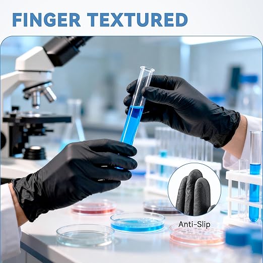 akgk Nitrile Gloves, 100 Pcs Disposable Black Nitrile Gloves Medium, Cleaning Gloves for Cooking, Household & More, Powder-Free, Latex-Free