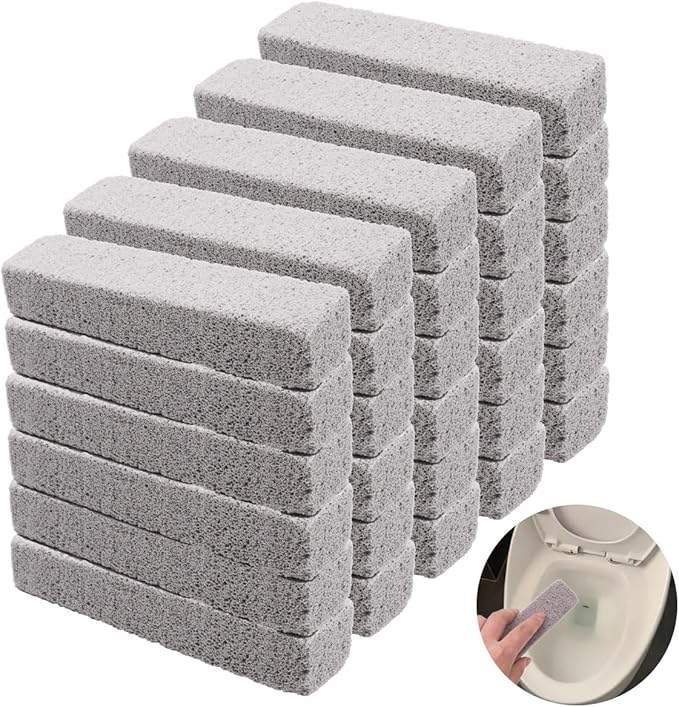 30PCS Pumice Stones for Cleaning,Grey Pumice Scouring Pad,Cleans Hard Water Ring, Calcium Stain, Pumice Stick Cleaner for Toilet, Bathtub, Kitchen Sink, Grill (5.9 x 1.4 x 0.9 Inches) M1-060