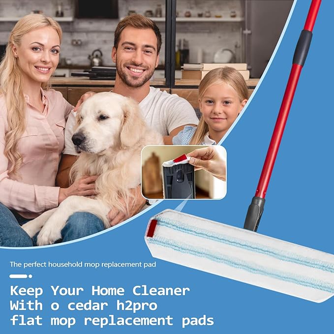 6 Pack Mop Replacement Pads for Ocedar H2prO Flat Mop System, Washable and Reusable Handle Pads Refills for Floor Cleaning