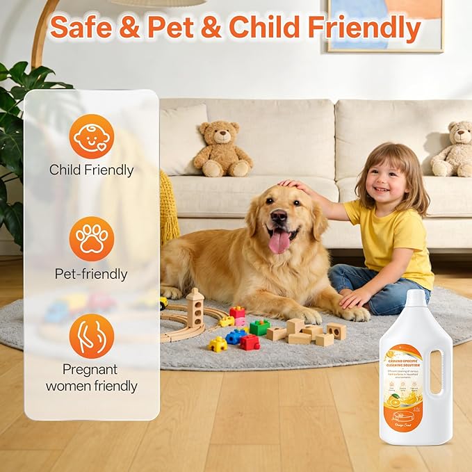 Floor Cleaning Solution Orange Scent, Compatible with Roborock Cleaning Solution Quick Drying Without Residue Suitable for All Robot Vacuums and Wet Dry Dual-Use Vacuum Cleaners (2.5 L, Orange)