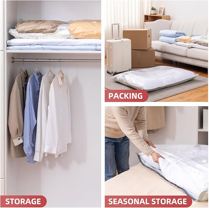 TAILI 4 Pack Vacuum Storage Bags, XXL Jumbo (47x39 Inch), Vacuum Sealed Bags for Comforter and Blankets, Bedding, Clothing, Giant Space Saver Bags for Huge Stuffed Toy