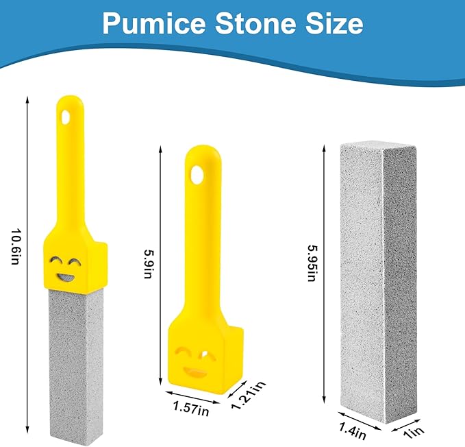 38 Pack Pumice Stone with 2 Handles, Toilet Bowl Cleaner Ring Remover, Pumice Stone for Toilet Cleaning, Bathtub, Grill, Pool, Sinks, Stove Grates - Reusable Scouring Stones Cleaner