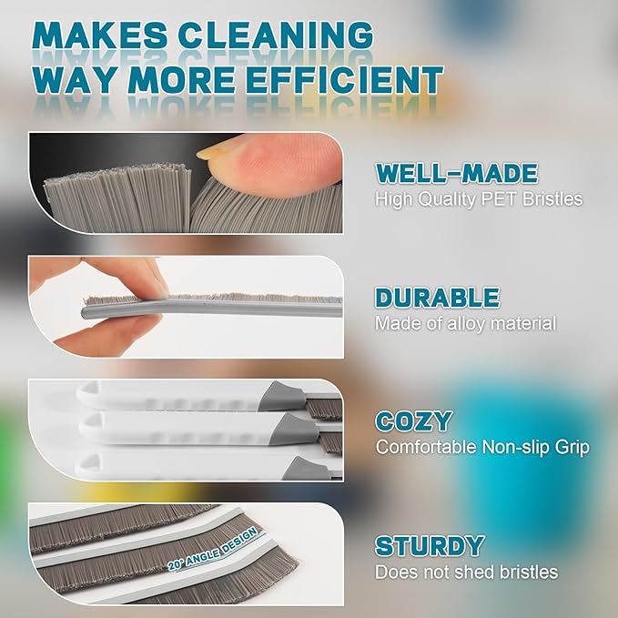 Thin Cleaning Brush Set - Gap Cleaning Tools, Multi-Purpose Hard Bristle Grout Scrub Brushes & Grout Cleaner Brush for Deep Scrubbing in Kitchen, Bathroom, Toilet, Sink Gap 3Pcs