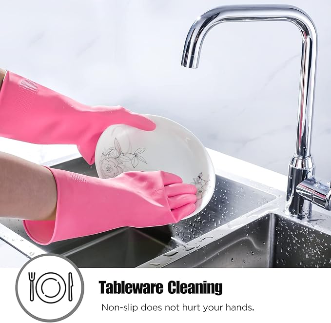 Rubber gloves dishwashing 2 or 4 Pairs for Kitchen,Cleaning gloves for household Reuseable.