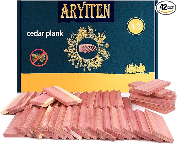 Aryiten Cedar Blocks for Clothes Storage, Aromatic Scent Cedar Wood Planks for Closets, Kitchen Storage and Drawers Freshener, 20 Pack