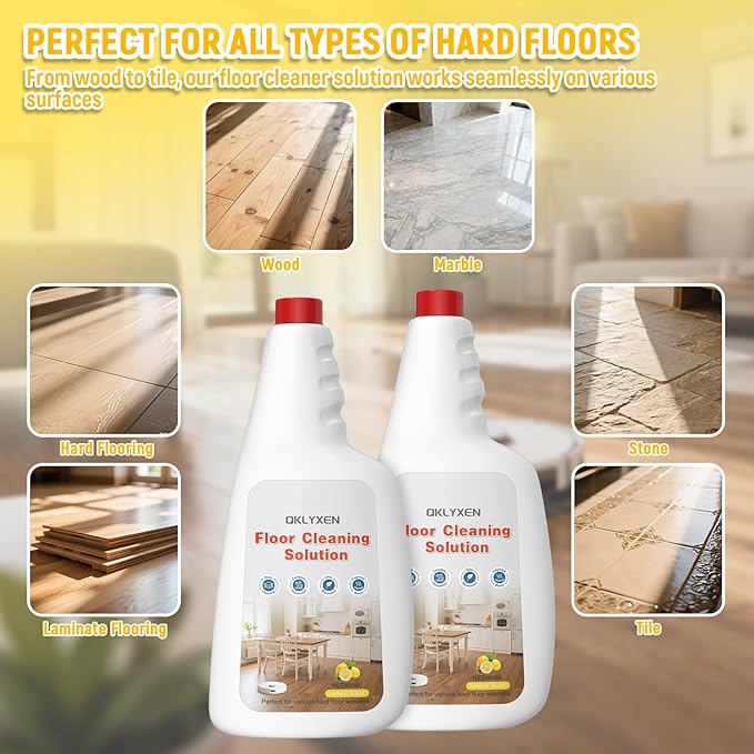 Floor Cleaning Solution Compatible with Roborock Robot Vacuum and Mop Cleaner (Qrevo/Q7/Q10/Saros 10R), Deep Clean For Multiple Hard Floor, Suitable for All Robot Vacuum With Mopping (Lemon)