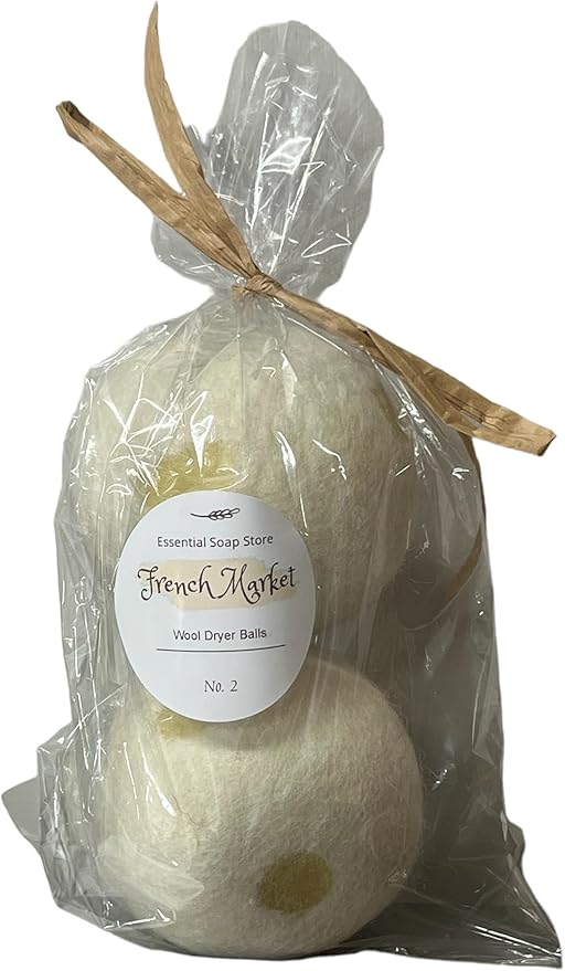 Fragrant, Natural Fabric Softener 100% Organic Premium New Zealand Wool, No Fillers, Anti Static, Lint Free, White 2 Count. (French Market)
