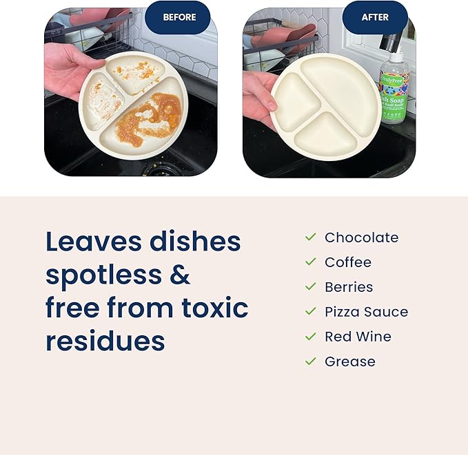 Truly Free Non Toxic Dish Soap | Natural Concentrated Dishwashing Liquid - Sweet Basil Scent | Non Toxic Organic Plant-Based Dish Soap | Family Safe - Eco-Friendly Formula | 16 fl oz