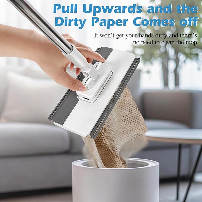 Mini Sweeper Mop,Masthome Reusable Clamp Mop with 50 " Stainless Steel Handle,1 Second Installation,Compatible with Swiffer Pads,Flat Dust Mops for House Wall, Windows, Corners - 1 Sweeping Cloth