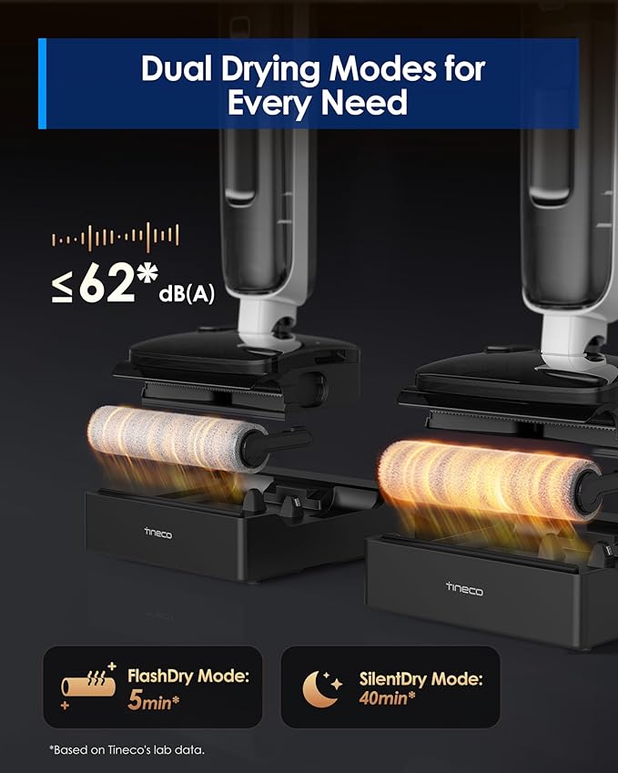 Tineco Floor ONE S6 Master Wet Dry Vacuum Cleaner, 20kPa Suction Vacuum Mop with Dual-Edge Cleaning, 45 Min Runtime (Quite Mode), 185°F Flashdry, 4inch Ultra-Slim