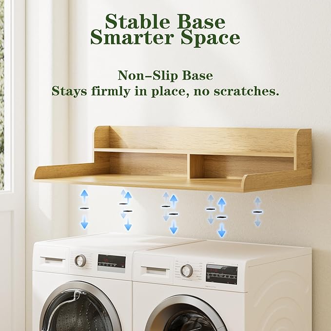 2-Tier Washer Dryer Countertop, Laundry Room Organization and Storage, 27.6" x 54" Wood Laundry Countertop for Washer and Dryer, Natural