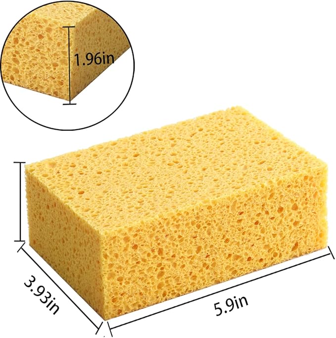 Natural Sponges Kitchen,2" Thick Extra Large Heavy Duty Scrub Sponges,Household Cleaning Sponge for Dishes,Cookware (15x10x5cm,2 Pcs)