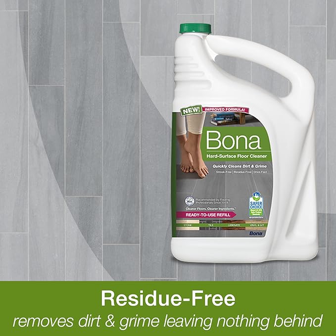 Bona Hard-Surface Floor Cleaner Refill, for Stone Tile Laminate and Vinyl LVT/LVP, 4 pack