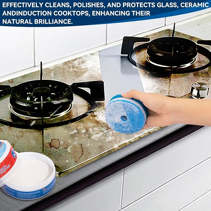 Cooktop Cleaner Paste,the Pink Of Stuff, Miracle All Purpose Cleaning Paste,Easily Remove Burned-On Food, Grease and Watermarks, Leaving Your Glass Cook Top Sparkling 10 oz