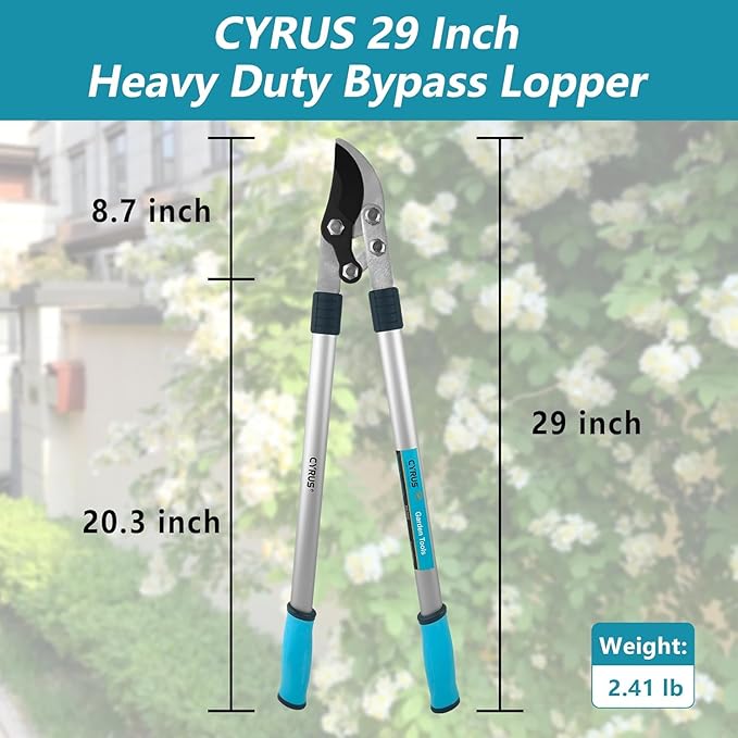 CYRUS 30-Inch Garden Loppers for Tree Trimming - 2" Cutting Capacity, Long Ergonomic Handles for Effortless Branch Cutting, Heavy-Duty Branch Trimmer for Tree Limbs, Hedges & Bushes