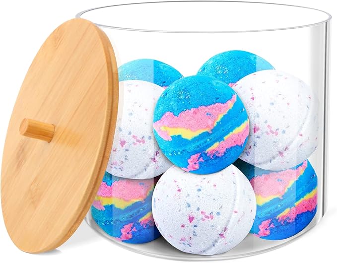 JYPS Large Capacity Laundry Pods Container with Bamboo Lid, Clear Acrylic Powder Detergent Containers for Pods, Scent Boosters & Powder, Laundry Room Organization decor, Airtight Storage Jars
