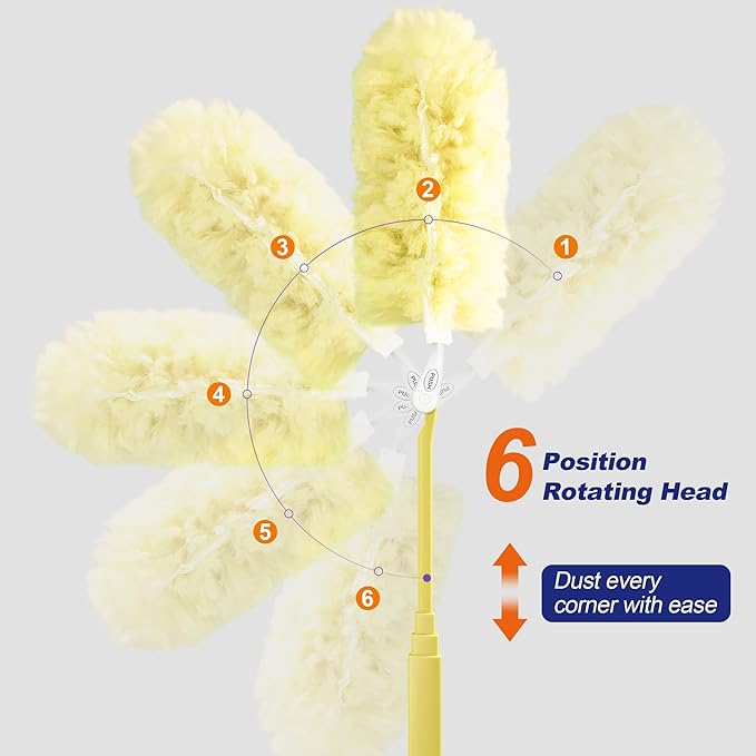 JOYMOOP Scented Telescopic Duster kit, 3FT Extendable Handle (Yellow) + 48 Yellow Refills for Swiffer Feather Duster,Easy Cleaning for Ceilings, Ceiling Fans, Blinds, Vents & Shelves