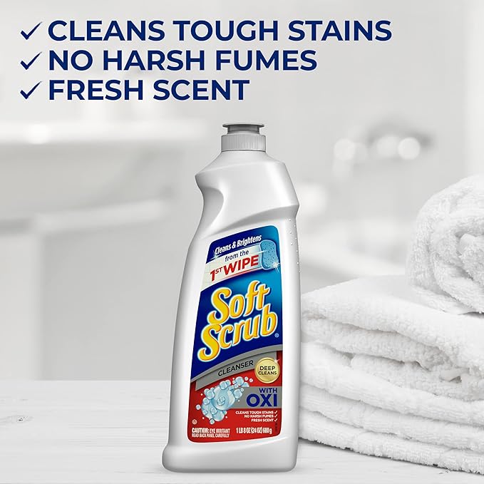 Soft Scrub Multi-Purpose Kitchen and Bathroom Cleanser with Oxi, 6 Count (Pack of 2)
