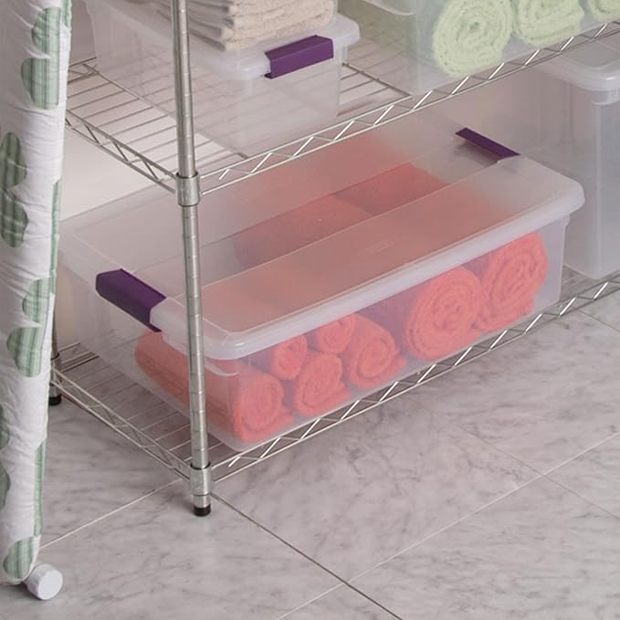 Sterilite 6-Pack 32 Quart ClearView Latch Box, Stackable Organizer Bins with Latching Lids - Clear Plastic Organization Containers for Closet, Bedroom, Shelving Units and Everyday Home Storage
