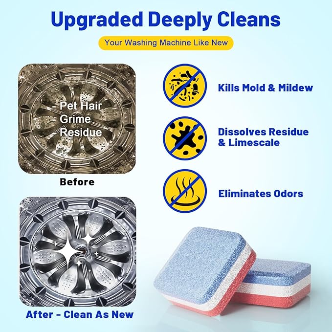 2-in-1 Pet Hair Removal Kit, Washing Machine Cleaner Tablets & Reusable Pet Hair Removal Glove for Cats and Dogs, Remove Stubborn Pet Hair | Complete Solution for Pet Owners