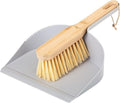 Vigar Zeroline Mini Bamboo Broom with Dustpan Combo Set, Small Dust Pan and Brush Set for Dust, Pet Hair, Car, and Crumb, House, Kitchen Broom, Gray