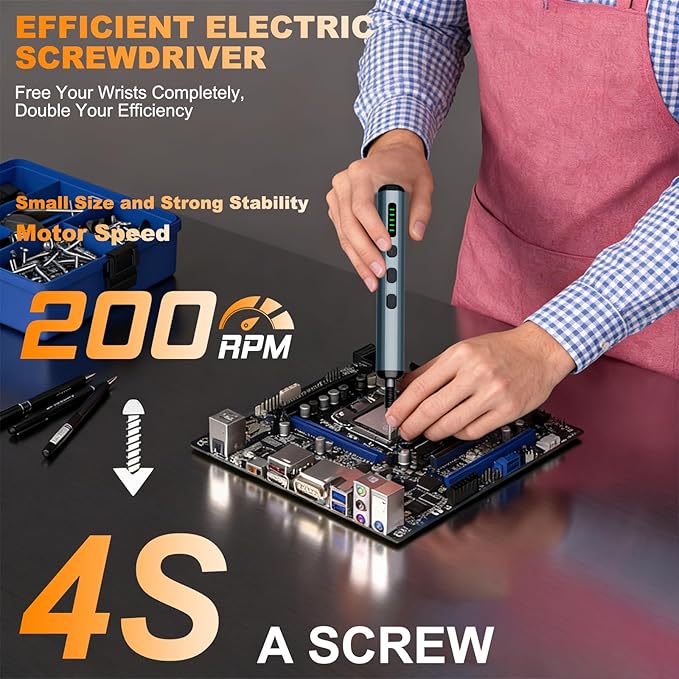 Mini Electric Screwdriver, 4.2V Precision Screwdriver Set Cordless Screwdrivers Rechargeable 76 In 1 Magnetic Bit Repair Tech Tool Kit for Electronics Computer Phone Laptop Camera RC Car Watch Glasses