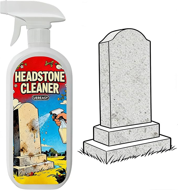Headstone Cleaner for Graves, Tombstones & Headstones, 17 oz, Tombstone cleaner for Restore & Guard Granite, Stone,Tile, Concrete, Limestone, Slate, Marble，Flooring
