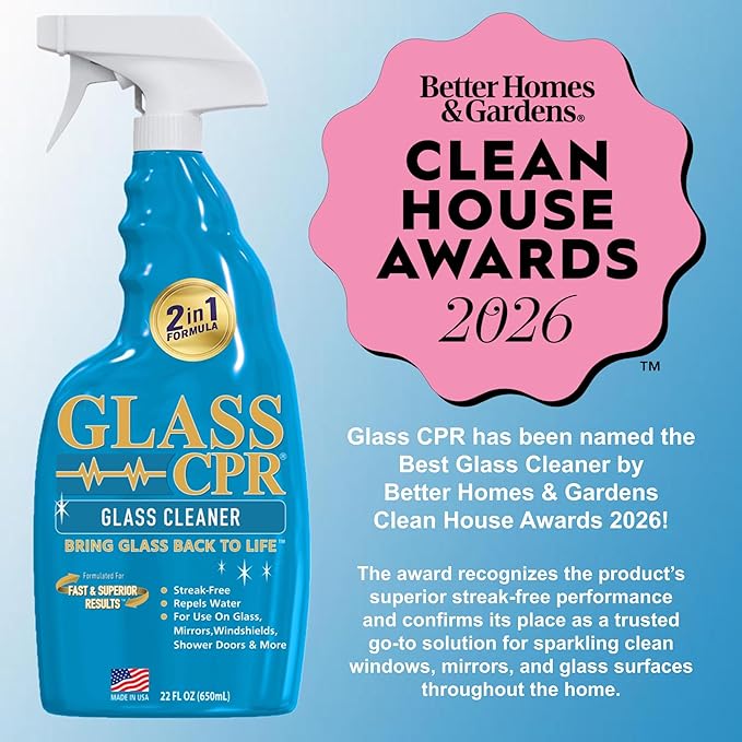 CPR Glass 2-in-1 Glass Cleaner & Water Repellent (22oz) | Deep Cleaning for Glass, Mirrors, Windows, Windshields, Shower Doors