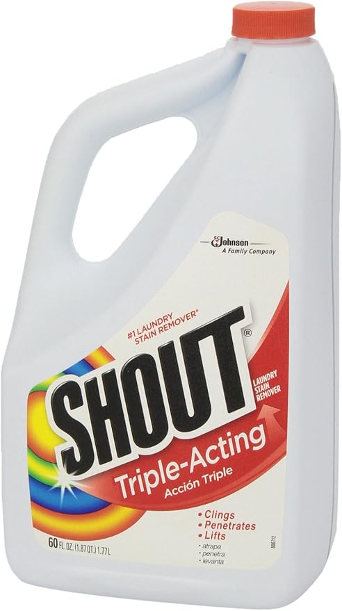 Shout Active Enzyme Laundry Stain Remover Spray for Clothes, Triple-Acting Formula Clings, Penetrates, and Lifts Tough & Everyday Stains - Prewash Refill 60oz (Pack of 2)