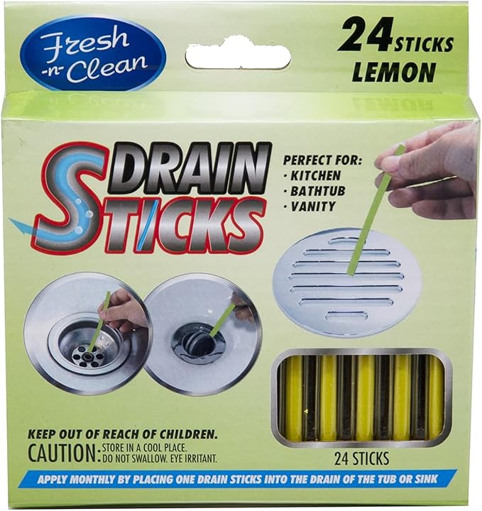 Fresh & Clean Drain Sticks - Lemon - 24 Sticks, Yellow