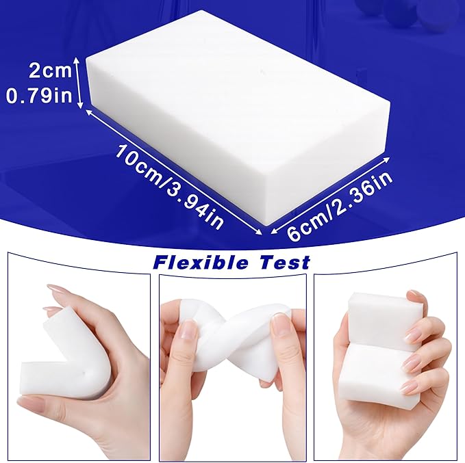 100 Pack Magic Cleaning Sponge Erasers, Non-Scratch Melamine Sponge Bulk Multi-Surface Cleaner Melamine Foam Cleaning Scrubber Pad Sponges for Household Wall Shoes Bathtub Door Shower Bathroom Kitchen