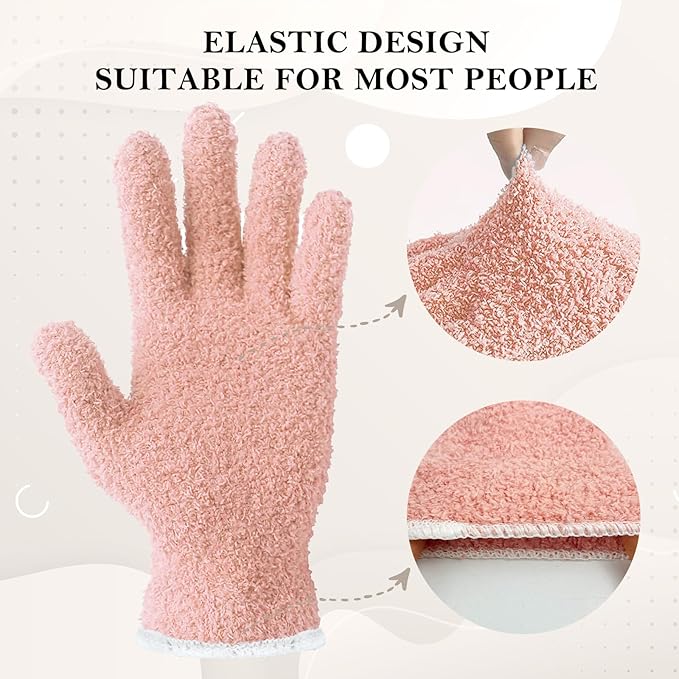Evridwear Microfiber Gloves for Plant Dusting,Reusable Leaf Cleaning Glove for Houseplants,Blinds,Furniture and Small Objects